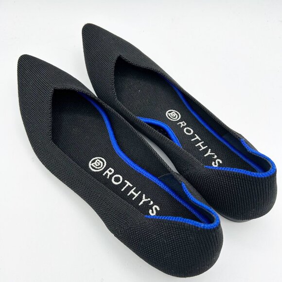 Rothy’s The Point Black Pointed Toe Flat Shoes Knit Size 9 Women's - Picture 3 of 5
